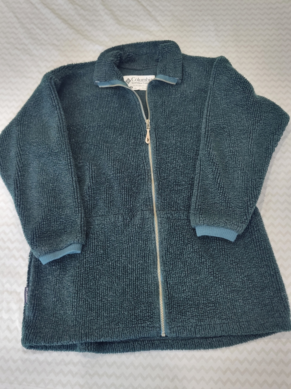 Vintage Columbia Dark Green Full-Zip Sherpa Jacket Womens Medium